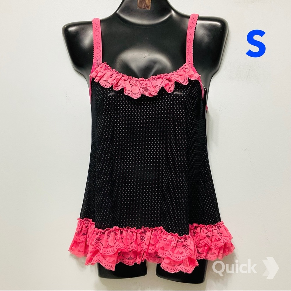NWT 2 pcs Lace / Polka Dots Babydoll Set